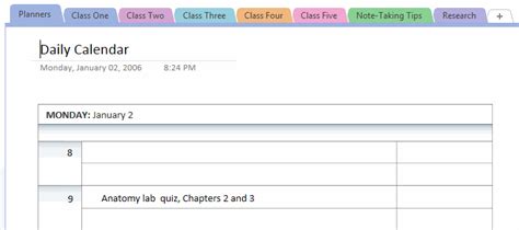 Onenote Daily Planner Template | planner template free
