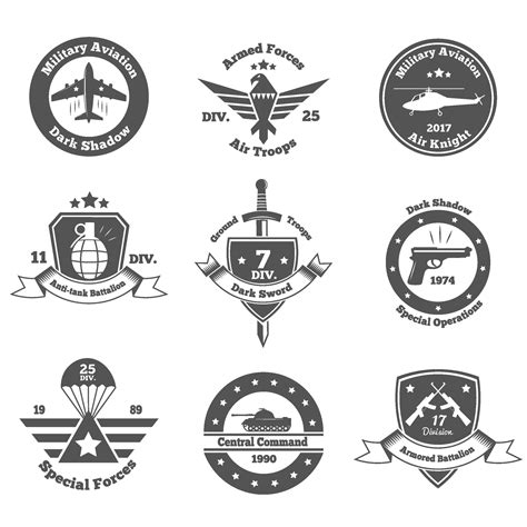 military emblems set 1992308 Vector Art at Vecteezy