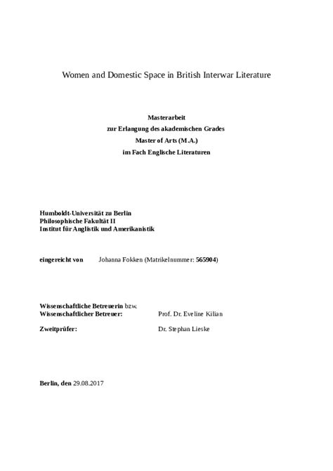 (PDF) MA thesis: Women and Domestic Space in British Interwar ...