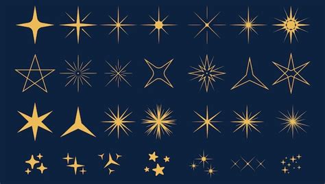 Premium Vector | Vector set of decorative and christmas golden stars