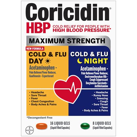 Buy Coricidin HBP, Decongestant-Free Cold Symptom for People with High Blood Pressure, Maximum ...