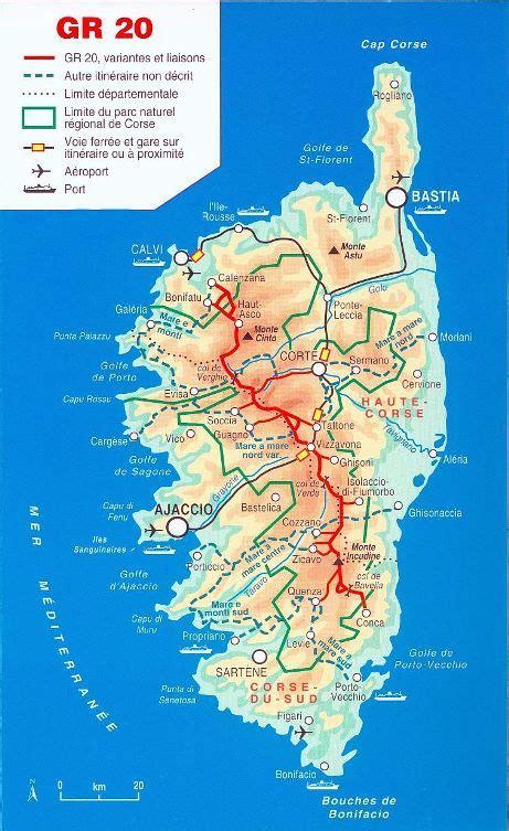 GR20 Map of the route | Corse carte, Corse, Gr 20 corse