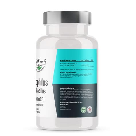 Acidophilus Lactobacillus Enzyme Capsules VividLush Supplement 500 Mil