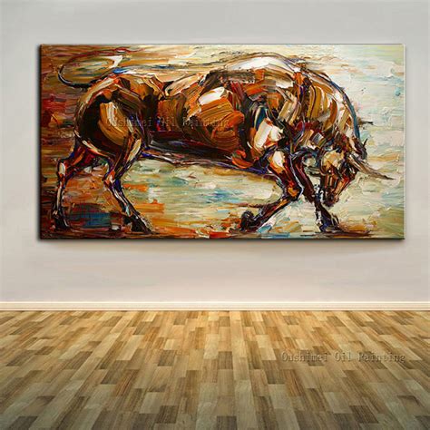 High Skills Artist 100%Hand painted Abstract Bull Oil Painting On ...