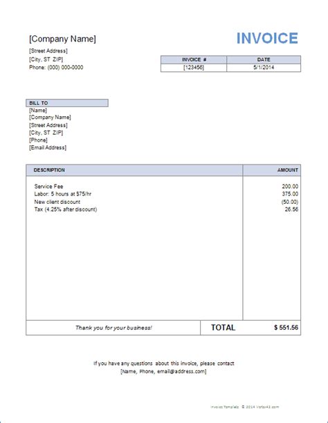 Invoice Template for Word - Free Basic Invoice