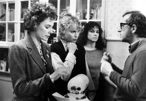 On the set of "Hannah And Her Sisters", 1986. L to R: Dianne Wiest, Mia Farrow, Barbara Hershey ...