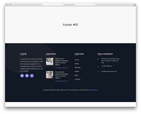 Bootstrap Footer V11 - Free HTML Footer Template 2024 - Colorlib