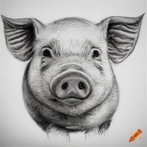 Realistic pencil drawing of a cute pig on Craiyon