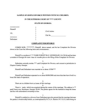 Dekalb County Superior Court Divorce Fillable Forms - Fill Out and Sign ...