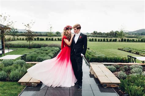 Elegant Red Ombre Wedding Dress & Gold Sparkly Wedding Inspiration in ...