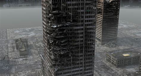 Destroyed City 3D Model - 3DmKits