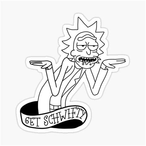 "Get schwifty line art" Sticker for Sale by yellowwpaint | Rick and ...