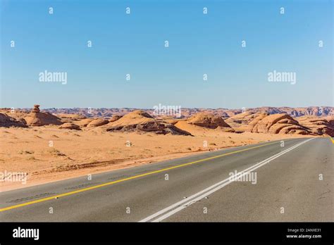 Desert landscape from road - Saudi Arabia Stock Photo - Alamy