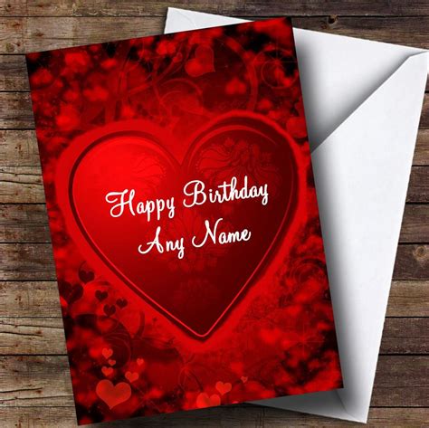 Red And Black Love Heart Romantic Customised Birthday Card - Party Animal Print