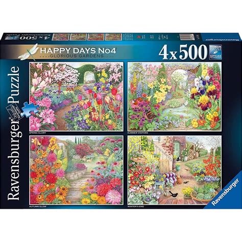 Ravensburger Happy Days 5 Glorious Gardens 4 x 500 Piece Puzzle - Jigsaw Puzzles from Crafty Arts UK