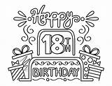Printable 18th Birthday Cake And Presents Coloring Page sketch template