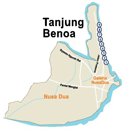 Tanjung Benoa Map - Bali Hotels, Resorts and Villas - Tanjung Benoa Map