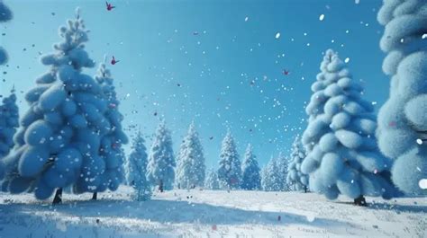 Animated Christmas Snowfall Background, 3d Rendering Image, Snowflakes Are Falling From The Blue ...