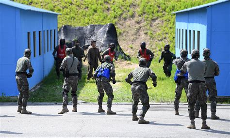 South Korean soldiers training for possible unarmed confrontation with ...