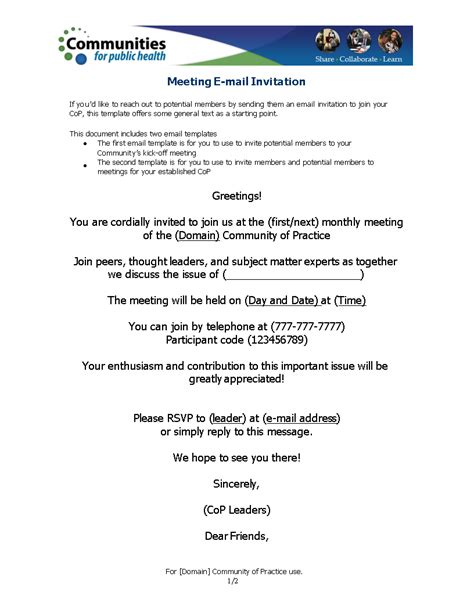 Official Meeting Invitation Email | Templates at allbusinesstemplates.com