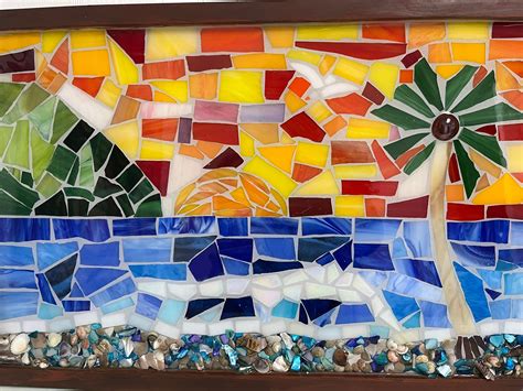 Ocean Mosaic Art Sunset Mosaic Decor Beach Mosaic Art - Etsy