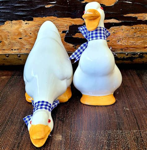 White Ceramic Duck Figurines - Etsy