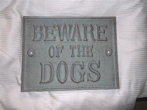 BRONZE FINISH BEWARE OF THE DOGS Vintage Style CAST IRON METAL SIGN Antique OLD | Plaques ...