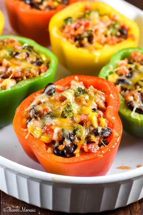 Vegetarian Mexican Stuffed Peppers are stuffed with riced cauliflower ...