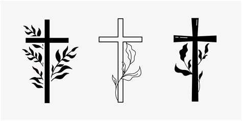 Cross religious Funeral design with branches. Vector illustration in ...