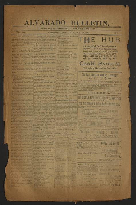 Alvarado Bulletin. (Alvarado, Tex.), Vol. 19, No. 5, Ed. 1 Friday, July 29, 1898 - The Portal to ...