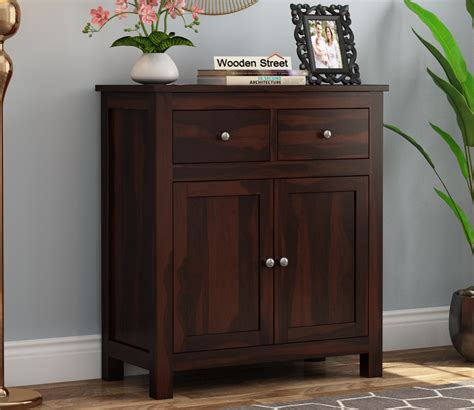 Buy Clovis Sheesham wood Cabinet With Drawers (Walnut Finish) Online in India at Best Price ...