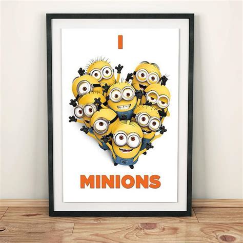 Despicable Me 2: Minions Wall Poster 61 x 91cm 2013 Movie Heart Yellow Kids Wall Art - Yellow ...