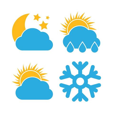 Set of four Weather Icons. Multicolored icons for different weather ...