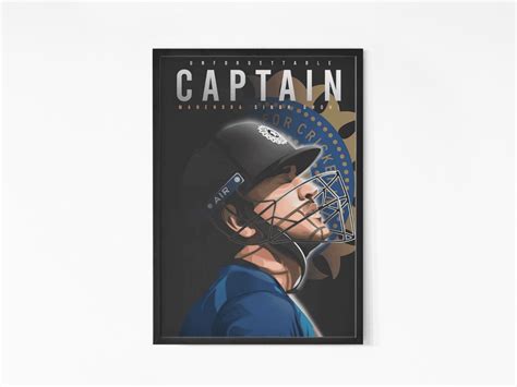 Captain Dhoni Wall Poster | Glass Framed Wall Art Perfect For Boy's ...