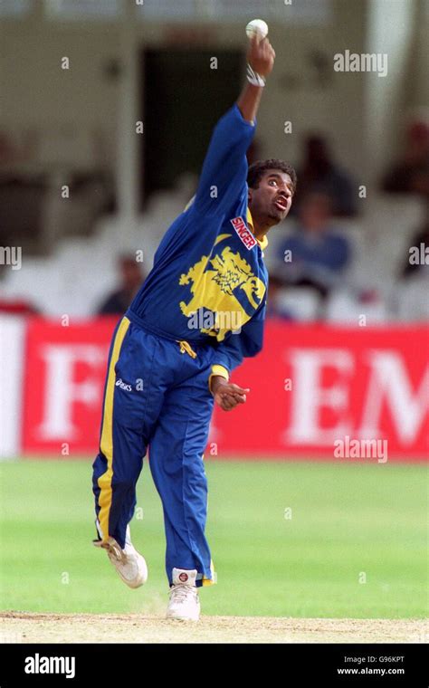 Sri Lanka's Muttiah Muralitharan bowling against Nottinghamshire Stock ...