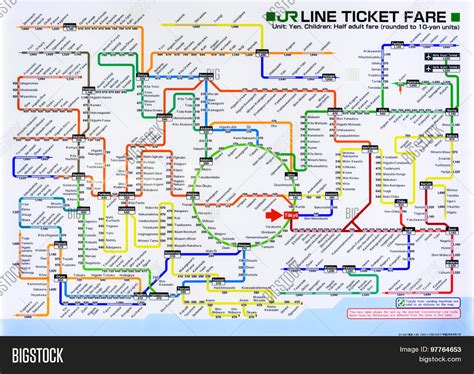 TOKYO, JAPAN - JULY 29, 2015: Train map of the Japan Railways lines around Tokyo. JR lines are ...