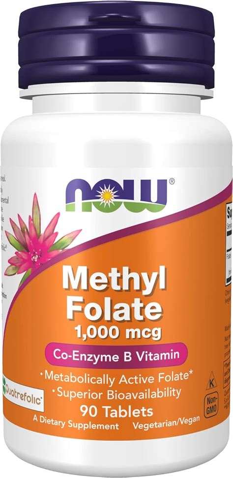 Buy NOW Supplements, Methyl Folate 1,000 mcg, Metabolically Active ...