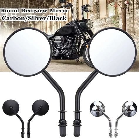 Motorcycle Retro Round Rearview Mirrors Racing Sport Bike Rear View ...