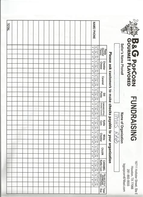 popcorn fundraiser order form