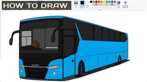 How to draw SCANIA Bus in 3D using Ms Paint | 3D Bus drawing Tutorial. - YouTube