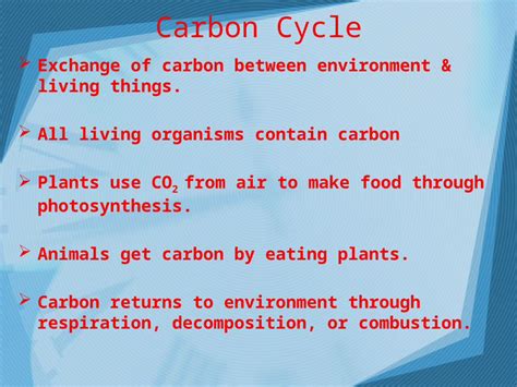 (PPTX) Carbon Cycle Exchange of carbon between environment & living ...