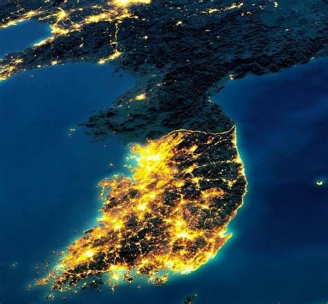 Fotografía satelital de las Coreas | Amazing maps, Korean peninsula, North korea