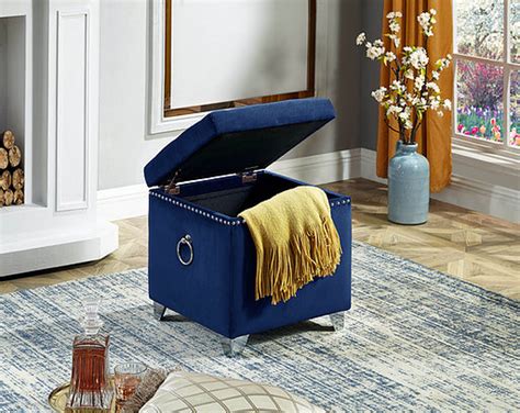 Velvet Storage Ottoman - The Mattress Planet