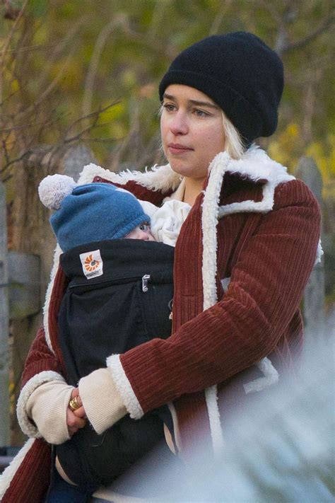 Emilia Clarke with her newborn godson out in London -02 – GotCeleb