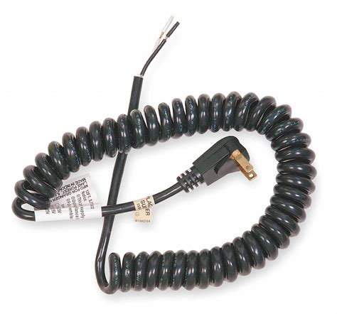 POWER FIRST Coiled Power Cord, 16 AWG, Number of Conductors 2, PVC ...