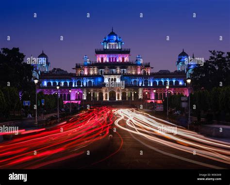 JAIPUR, INDIA - CIRCA NOVEMBER 2018: The Albert Hall Museum at night ...