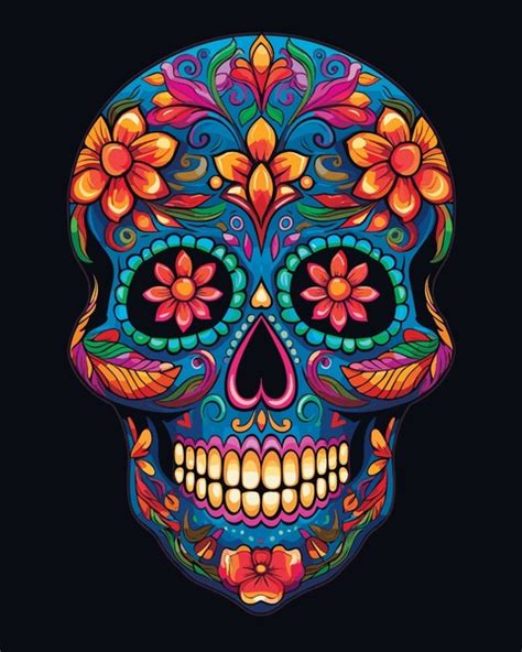 Calavera Mexicana Dibujo Color