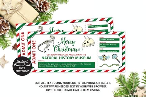 Natural History Museum Ticket Museum Membership Christmas | Etsy