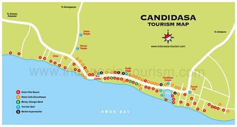 Candidasa Bali Map - Bali Island , Indonesia Tourism Maps