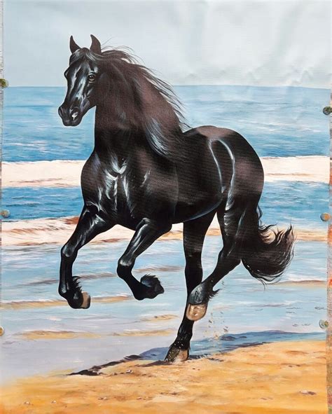 Buy Black Beauty- Running Horse Handmade Painting by ARTOHOLIC. Code:ART_3319_29724 - Paintings ...